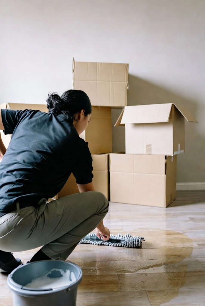 Flyttstädning pågår i en lägenhet i Karlstad.